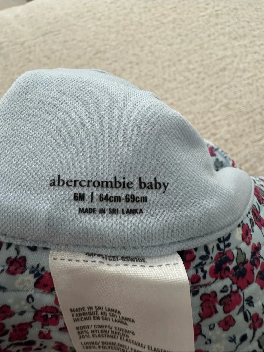Baby Floral Long-Sleeve One-Piece Swimsuit with Matching Hat